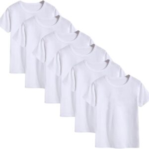 6-Pack Kids Cotton T-Shirts Short Sleeve Basic Tops for Toddlers Boys and Girls