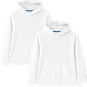2-Pack Kids Cotton Hoodies Toddlers' Fall Outfits Pullover Hooded Medium Weight Sweatshirts for Boys and Girls