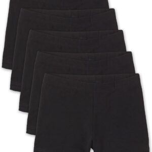 girls Basic Cartwheel Short Pants, Black 5 Pack