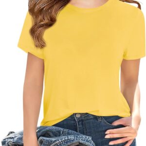 Girls Short Sleeve T Shirts Kids Summer Tops Crewneck Tees 5-14 Years
